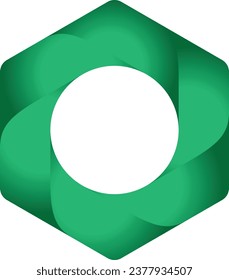 Polygon shaped logo with green and light green color