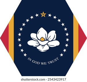 Polygon shaped printable vector flag of the United States of America federal state of MISSISSIPPI