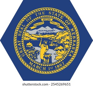 Polygon shaped printable vector flag of the United States of America federal state of NEBRASKA