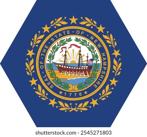 Polygon shaped printable vector flag of the United States of America federal state of NEW HAMPSHIRE