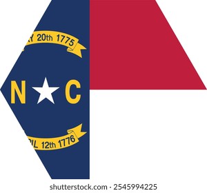 Polygon shaped printable vector flag of the United States of America federal state of NORTH CAROLINA