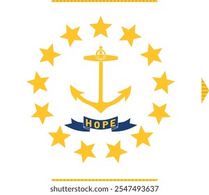 Polygon shaped printable vector flag of the United States of America federal state of RHODE ISLAND