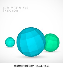 Polygon spheres on light background
