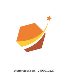Polygon and Star Logo illustration vector flat design template