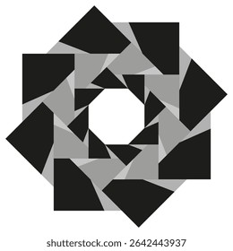 Polygon star shape. Geometric cut form. Layered angular figure. Vector black object.