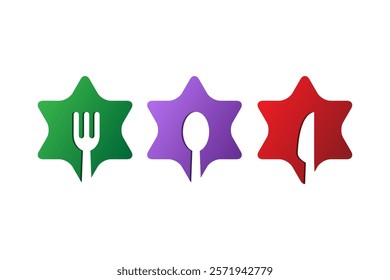 Polygon stars restaurant menu logo design. 
