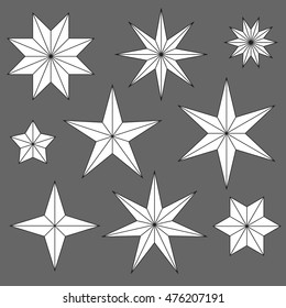 Polygon Stars set. Geometric Figures. Winter Decor.