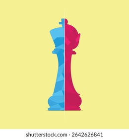 Poster estilo polígono xadrez rainha arte