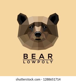 polygon style flat low poly of face animal bear grizzly head logo vector