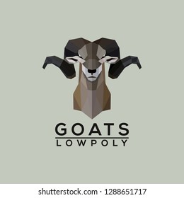 polygon style flat low poly of face animal goat sheep head logo vector