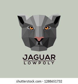 polygon style flat low poly of face animal jaguar head logo vector