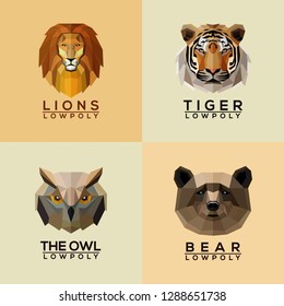 polygon style flat low poly of face animal head logo vector