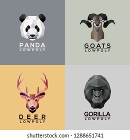 polygon style flat low poly of face animal head logo vector