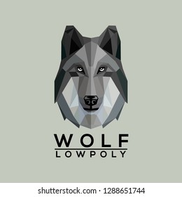 polygon style flat low poly of face animal wolf head logo vector