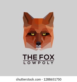 polygon style flat low poly of face animal fox head logo vector