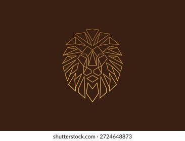 Un diseño de león de estilo polígono que simboliza la autoridad, la confianza, el coraje, la fuerza angular y el carácter real moderno