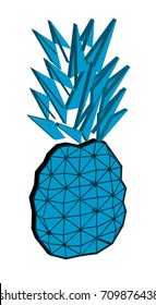 Polygon Style Pineapple Blue and Black