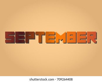 Polygon style September text in autumn colors. Abstract vector illustration of September month in mosaic design with shadow.