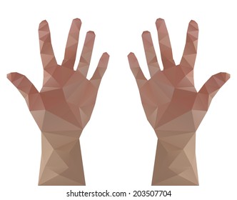 Polygon style set of hands