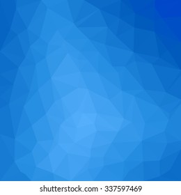 Polygon style triangular blank background in blue color. Simple blue vector backdrop element.