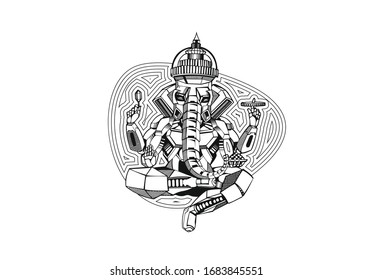 Polygon Style vector elephant God Ganesha. Illustration of Happy Ganesh Chaturthi. 
