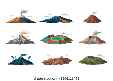 polygon style volcano collection set