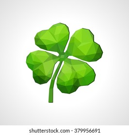 polygon symbol of good luck four-leaf clover green on white