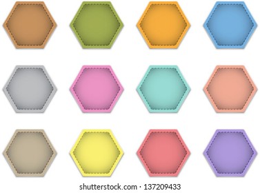 Polygon tag labels made of leather. Vector illustration