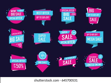 Polygon templates with sale letterings set