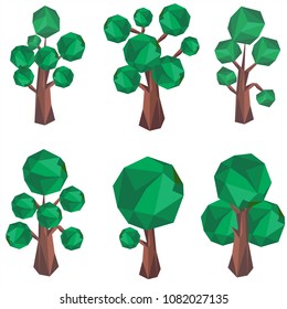 Polygon tree Clip Art. Set Vector tree composed of triangles.