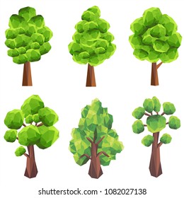 Polygon tree Clip Art. Set Vector tree composed of triangles.