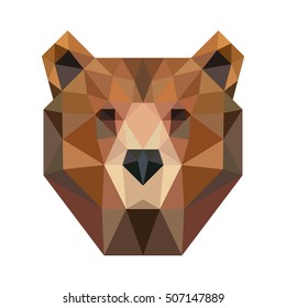 POLYGON TRIANGLE BEAR HEAD POLYGONAL LOGO ICON TEMPLATE