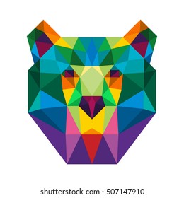 POLYGON TRIANGLE BEAR HEAD POP ART POLYGONAL LOGO ICON TEMPLATE