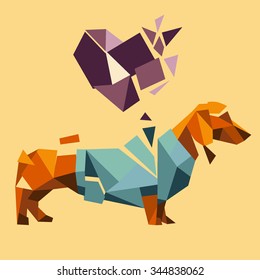 polygon triangle black colorful dog dachshund illustration