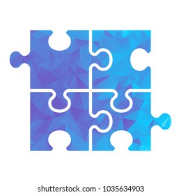 Polygon Triangle blue puzzle. Modern polygonal icon for business. Flat vector cartoon illustration. Objects isolated on a white background.