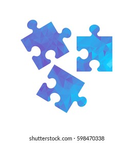 Polygon Triangle blue puzzle. Modern polygonal icon for business. Flat vector cartoon illustration. Objects isolated on a white background.