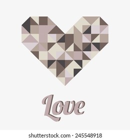 Polygon triangle heart valentine's day greeting card 