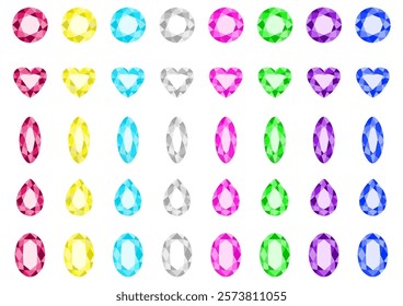 Polygon type simple jewelry 5 types 8 colors icon one point