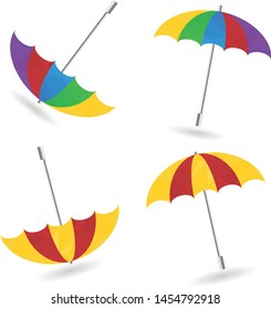 Polygon umbrella or parasol icons with shadow. Vector template. Illustration of flat design.