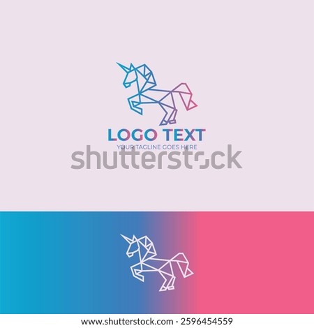 Polygon unicorn logo design template