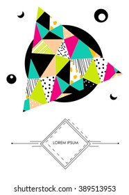 Polygon universal card design with space for text. Geometric triangle template for brochures greeting, business, party cards, notebooks. Trendy colors. 