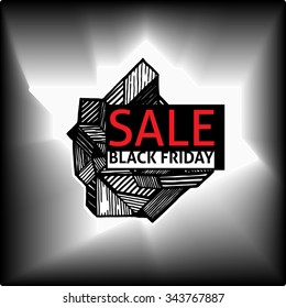 Polygon vector banner - Black Friday sale in the art sketch art doodle.