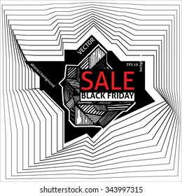 Polygon vector banner - Black Friday sale in the art sketch art doodle.