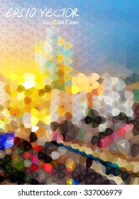 Polygon Vector city at twilight