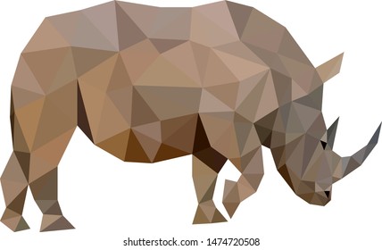 Polygon vector cute wild strong rhino