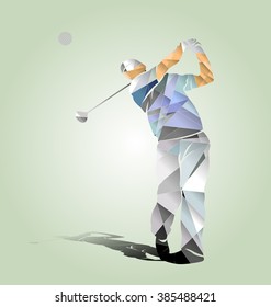 Polygon vector illustration of a golfer