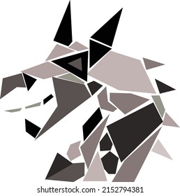 Polygon Vector Image - Dragon Horse Shape - Black Gray