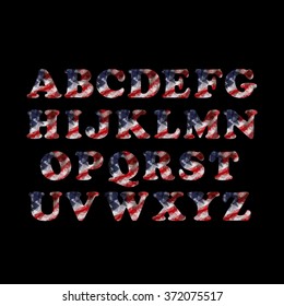 Polygon Vector USA Independence Day Alphabet Letters