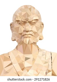 Polygon Vector of Wooden Buddha in prayer