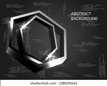 Polygon volume sparkle on background. Modern geometric background. Abstract composition. 3D vector illustration . Silver three-dimensional polygon in space.